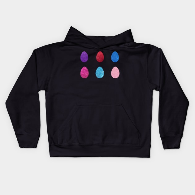 Colorful Faux Glitter Easter Eggs Kids Hoodie by Felicity-K